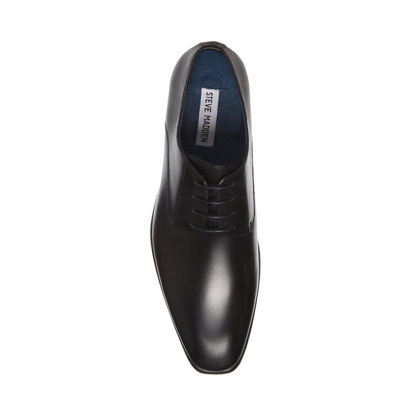 Black Steve Madden Beaux Leather Men's Derby Shoes | PH 1653QGU